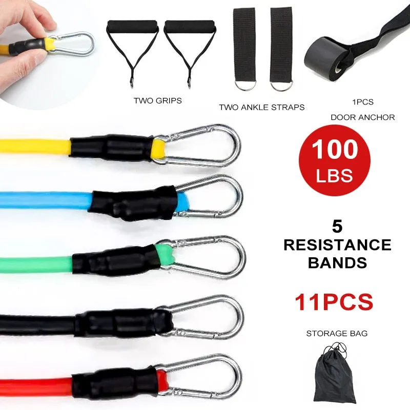 15 Pcs Resistance Bands Set Fitness Bands Resistance Gym Equipment Exercise Bands Pull Rope Fitness Elastic Training Expander