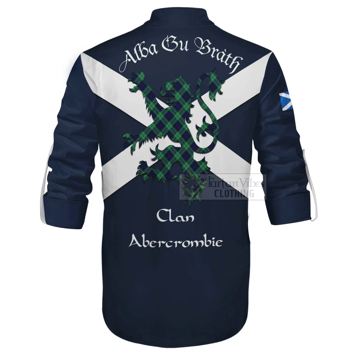 Abercrombie Tartan Lion Rampant Ghillie Kilt Shirt Proudly Display Your Heritage with Alba Gu Brath and Clan Name