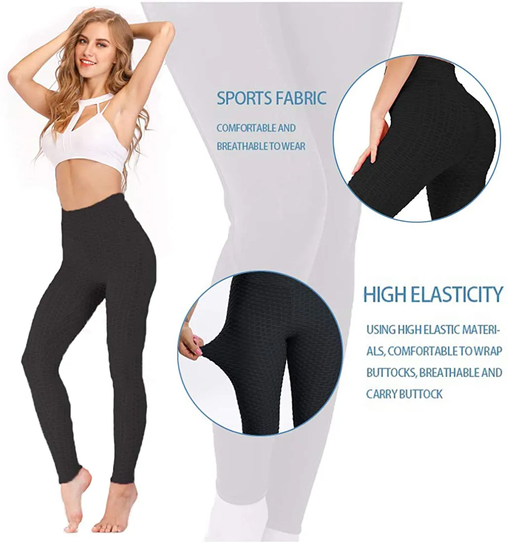 AIMILIA Butt Lifting Anti Cellulite Leggings for Women High Waisted Yoga Pants Workout Tummy Control Sport Tights