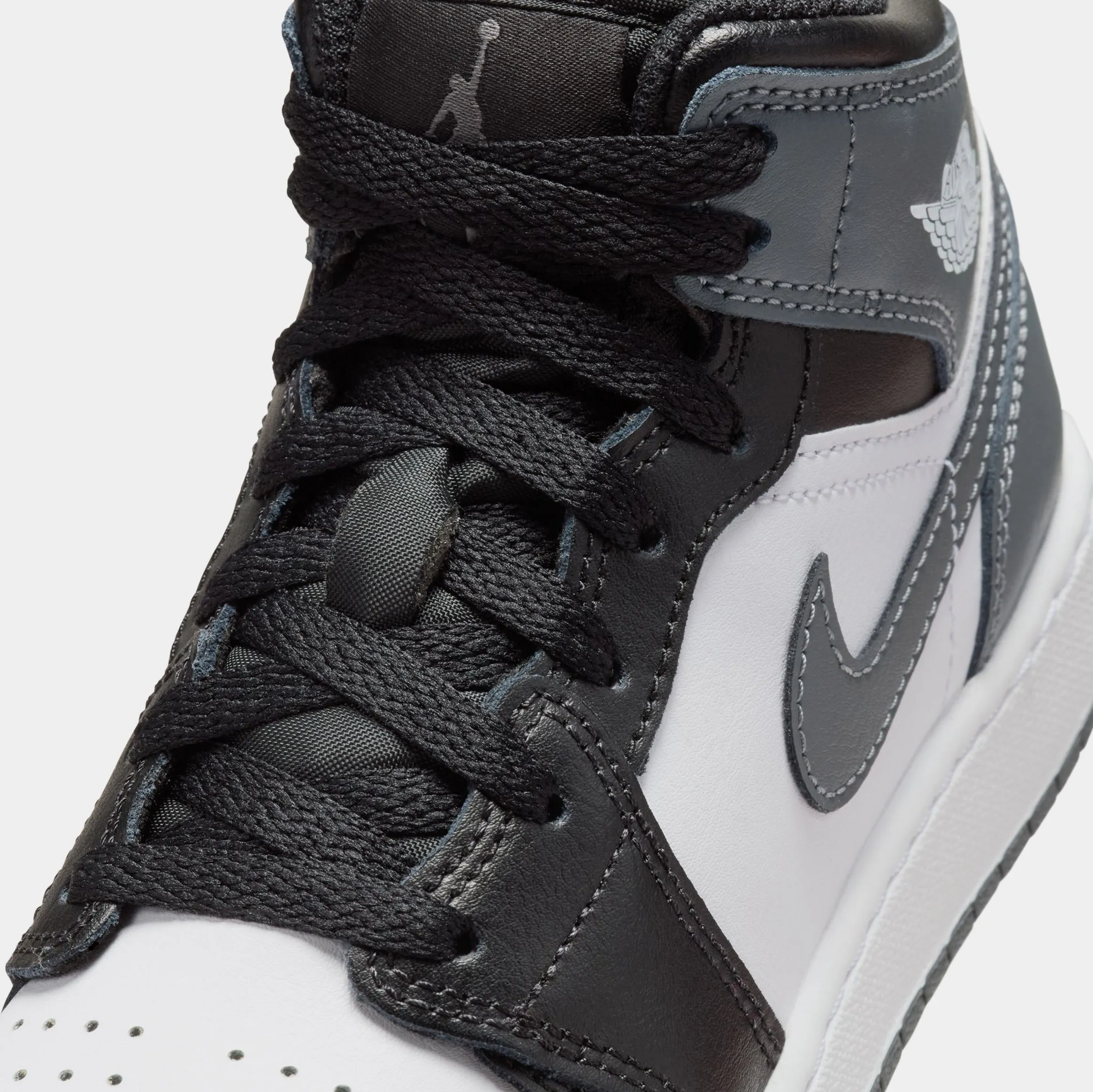 Air Jordan 1 Retro Mid Iron Grey Grade School Lifestyle Shoes (Black/White/Iron Grey)