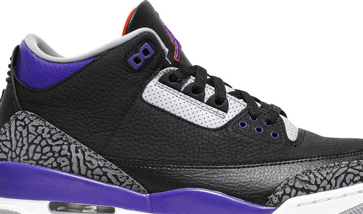 Air Jordan 3 Retro Court Purple Sneakers, Black