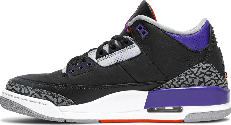 Air Jordan 3 Retro Court Purple Sneakers, Black