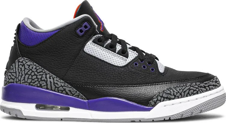 Air Jordan 3 Retro Court Purple Sneakers, Black