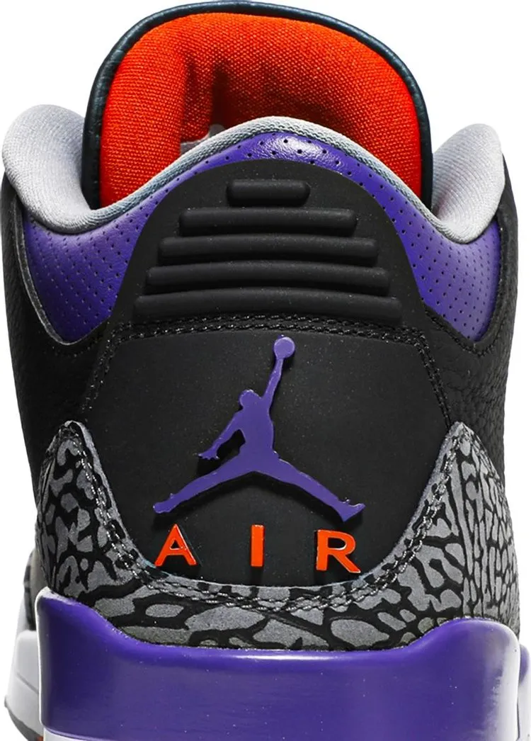 Air Jordan 3 Retro Court Purple Sneakers, Black