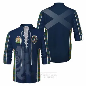 Aiton Tartan Ghillie Kilt Shirt with Family Crest and Lion Rampant Vibes Sport Style