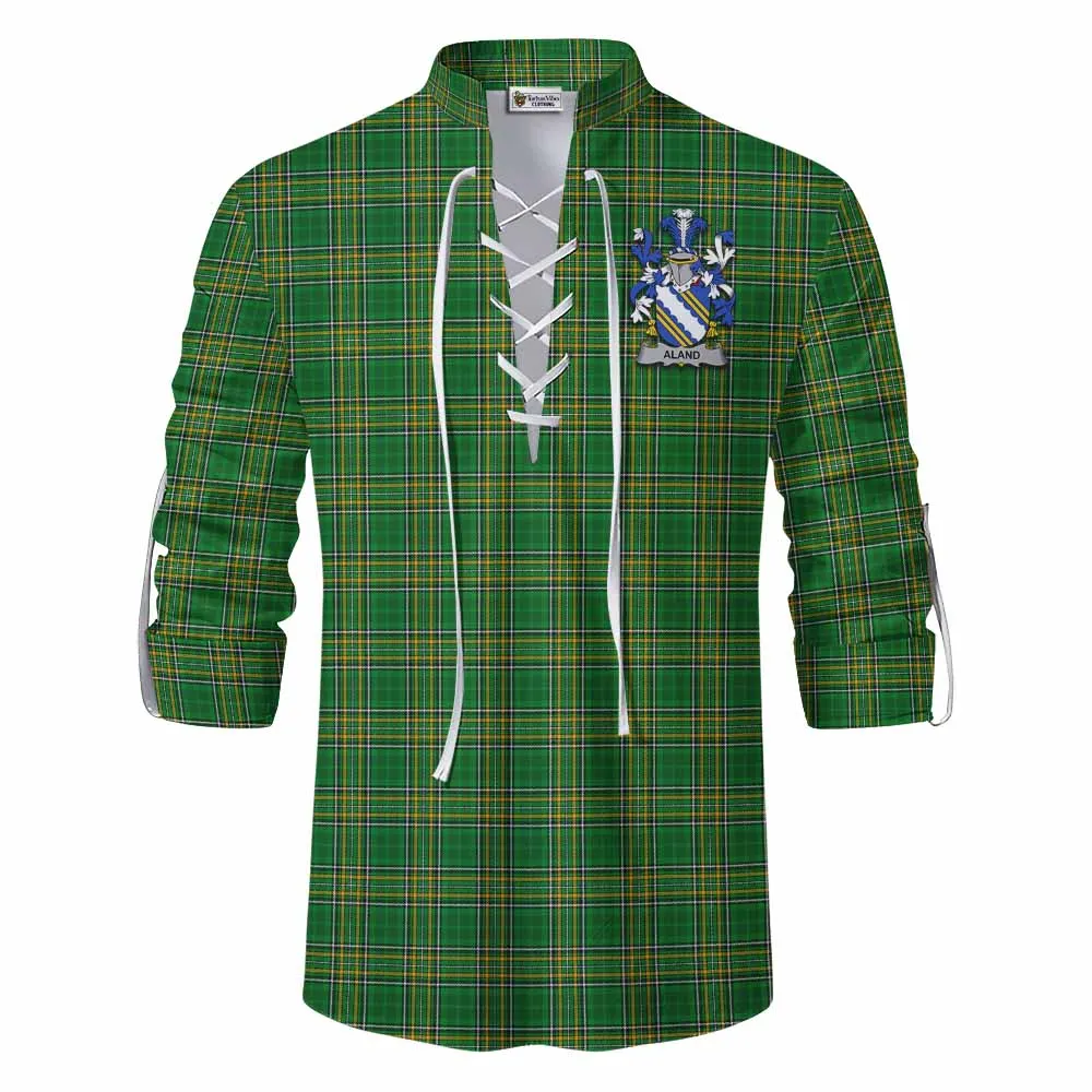 Aland Irish Clan Tartan Ghillie Kilt Shirt with Coat of Arms