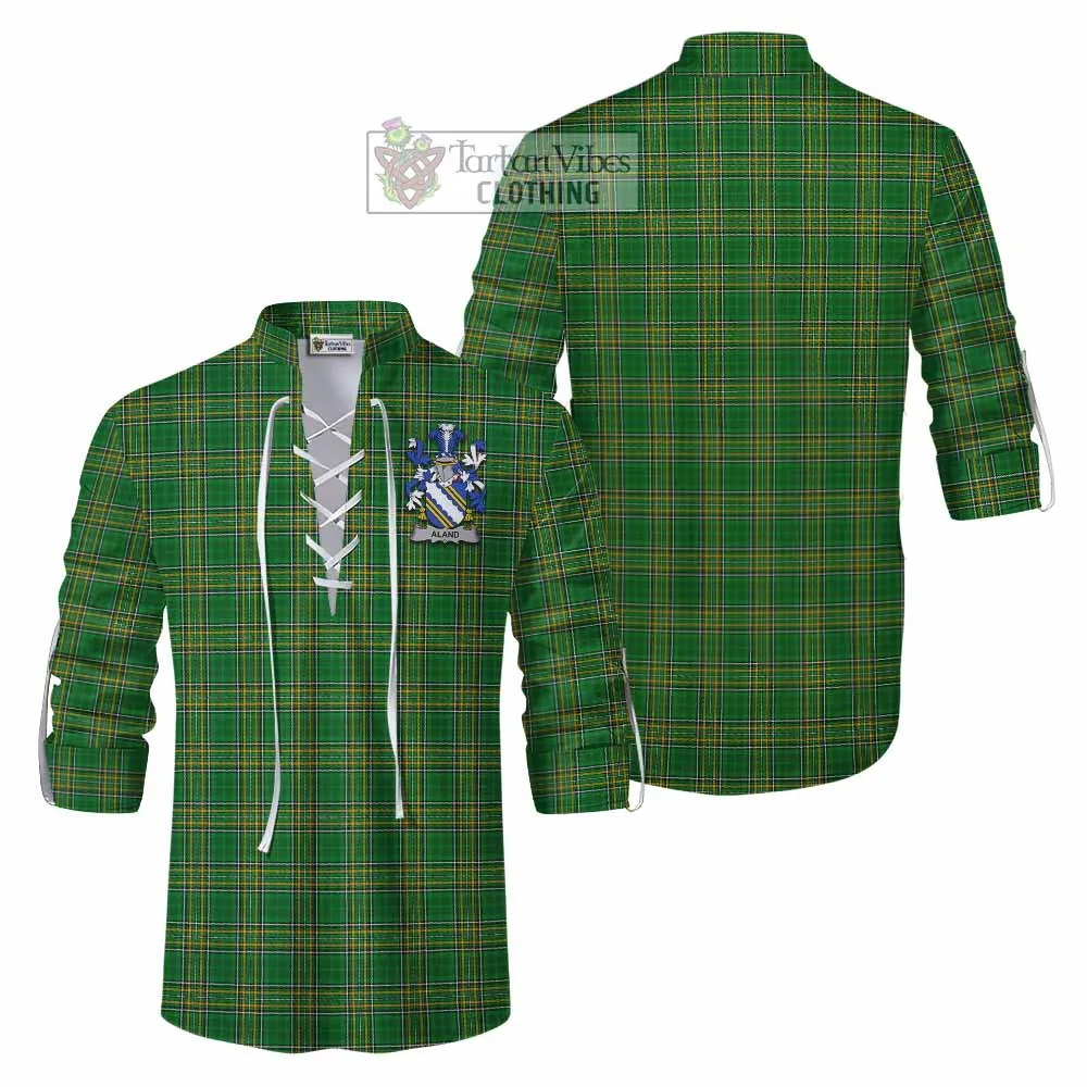 Aland Irish Clan Tartan Ghillie Kilt Shirt with Coat of Arms