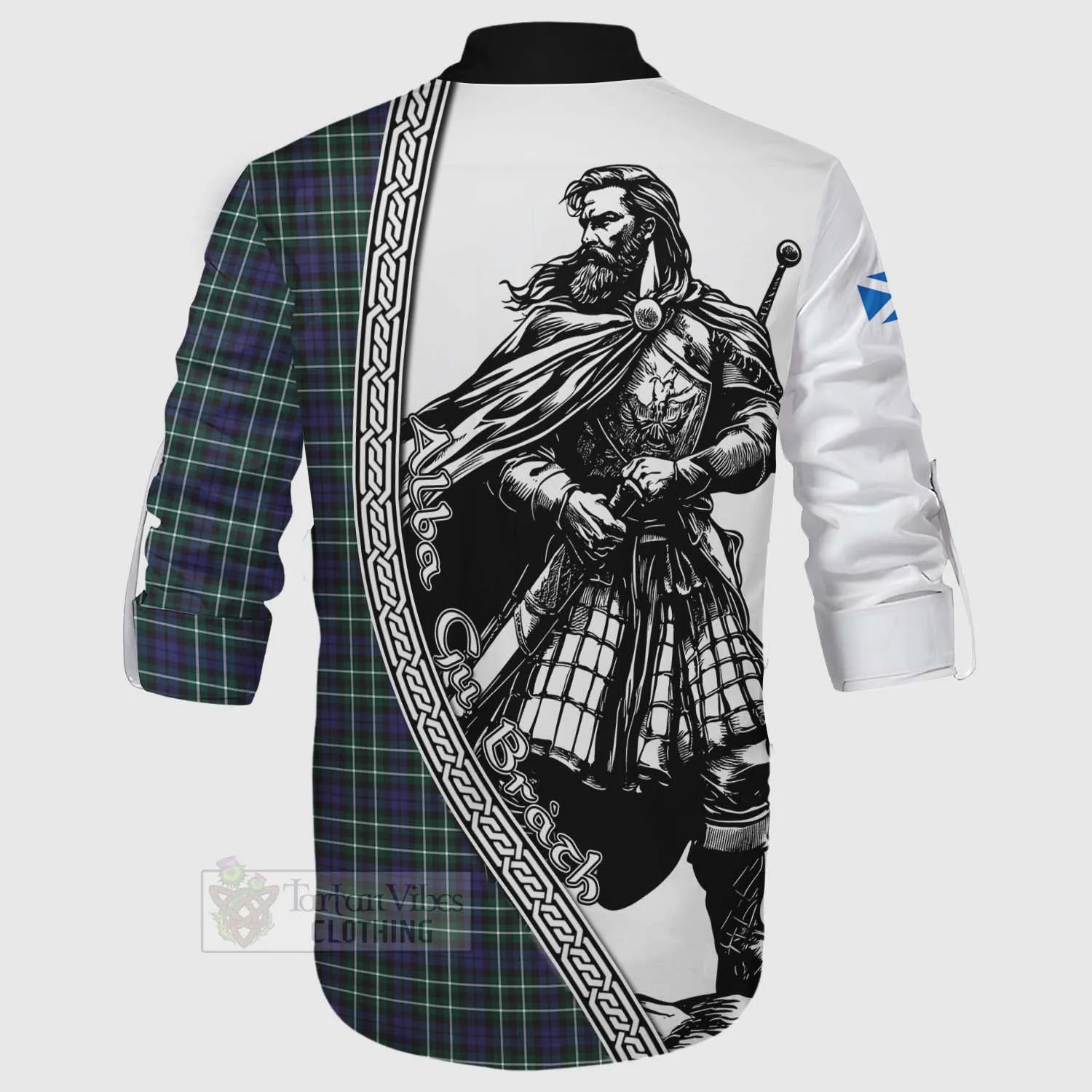 Allardice Tartan Clan Crest Ghillie Kilt Shirt with Highlander Warrior Celtic Style