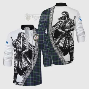 Allardice Tartan Clan Crest Ghillie Kilt Shirt with Highlander Warrior Celtic Style