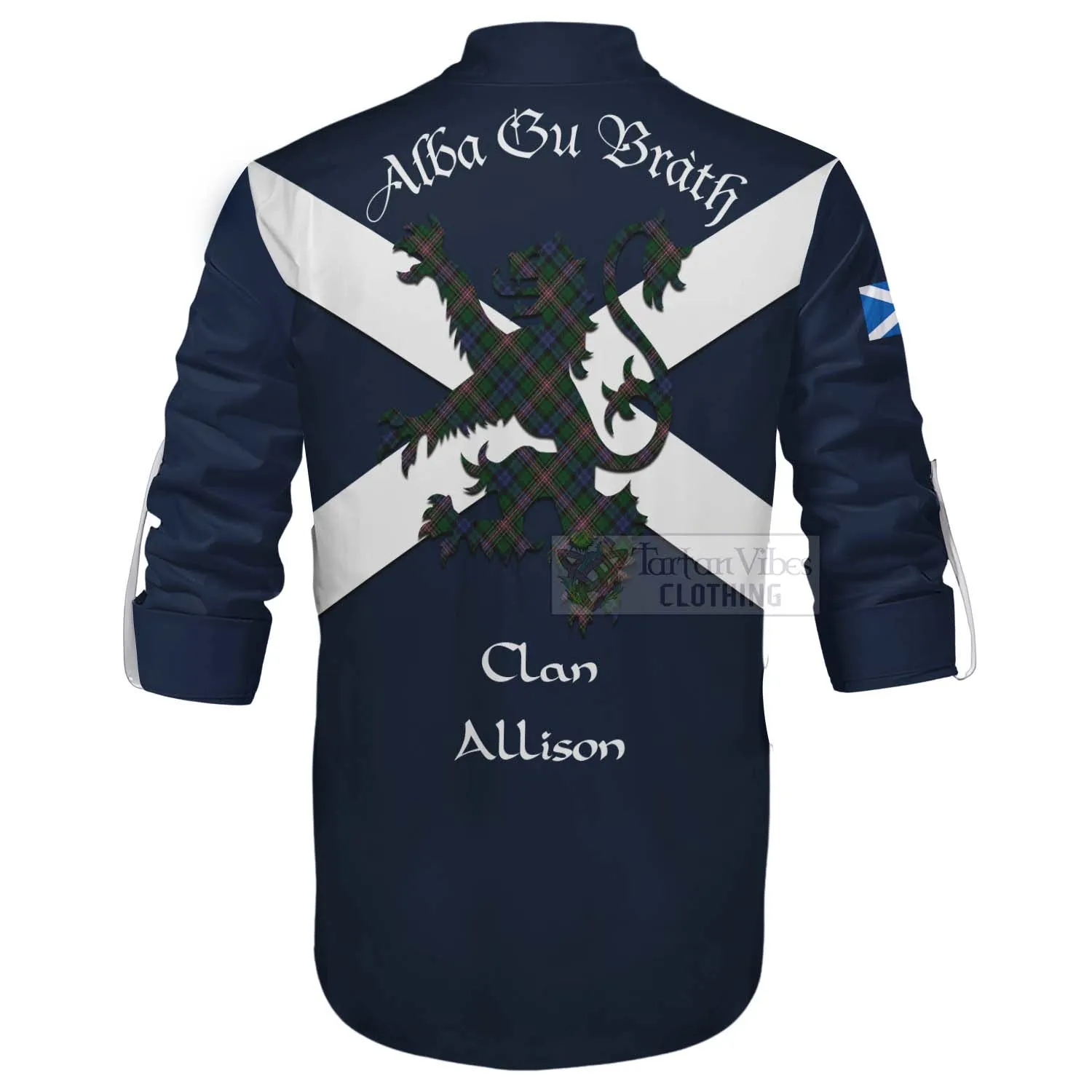 Allison Tartan Lion Rampant Ghillie Kilt Shirt Proudly Display Your Heritage with Alba Gu Brath and Clan Name