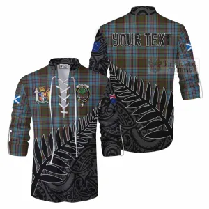 Anderson Crest Tartan Ghillie Kilt Shirt with New Zealand Silver Fern Half Style