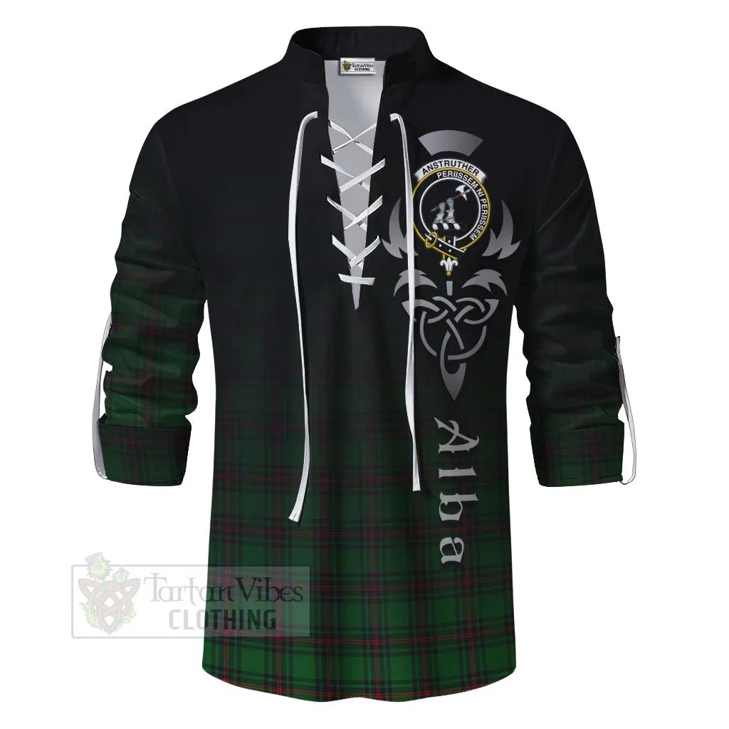 Anstruther Tartan Ghillie Kilt Shirt Featuring Alba Gu Brath Family Crest Celtic Inspired