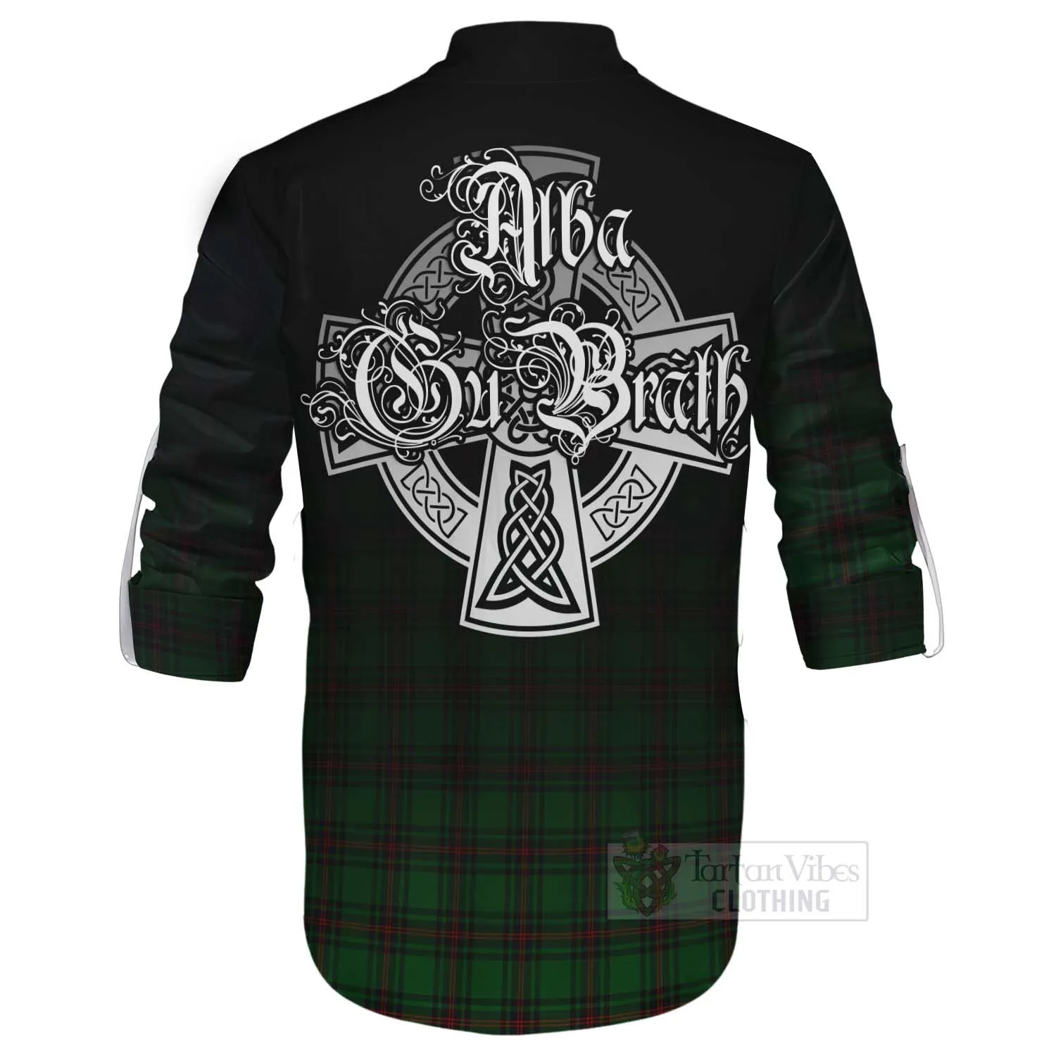 Anstruther Tartan Ghillie Kilt Shirt Featuring Alba Gu Brath Family Crest Celtic Inspired