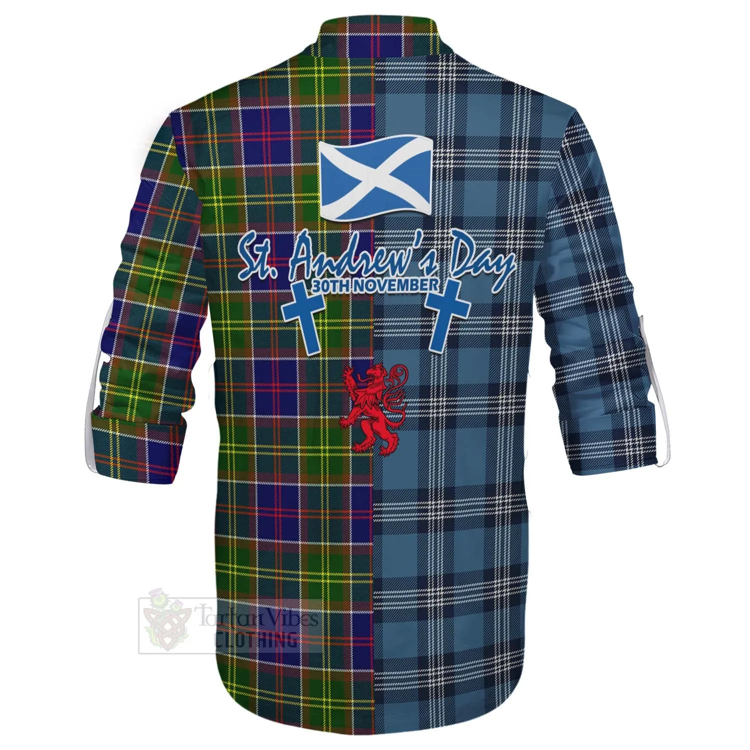 Arnott Tartan Ghillie Kilt Shirt Happy St. Andrew's Day Half Tartan Style