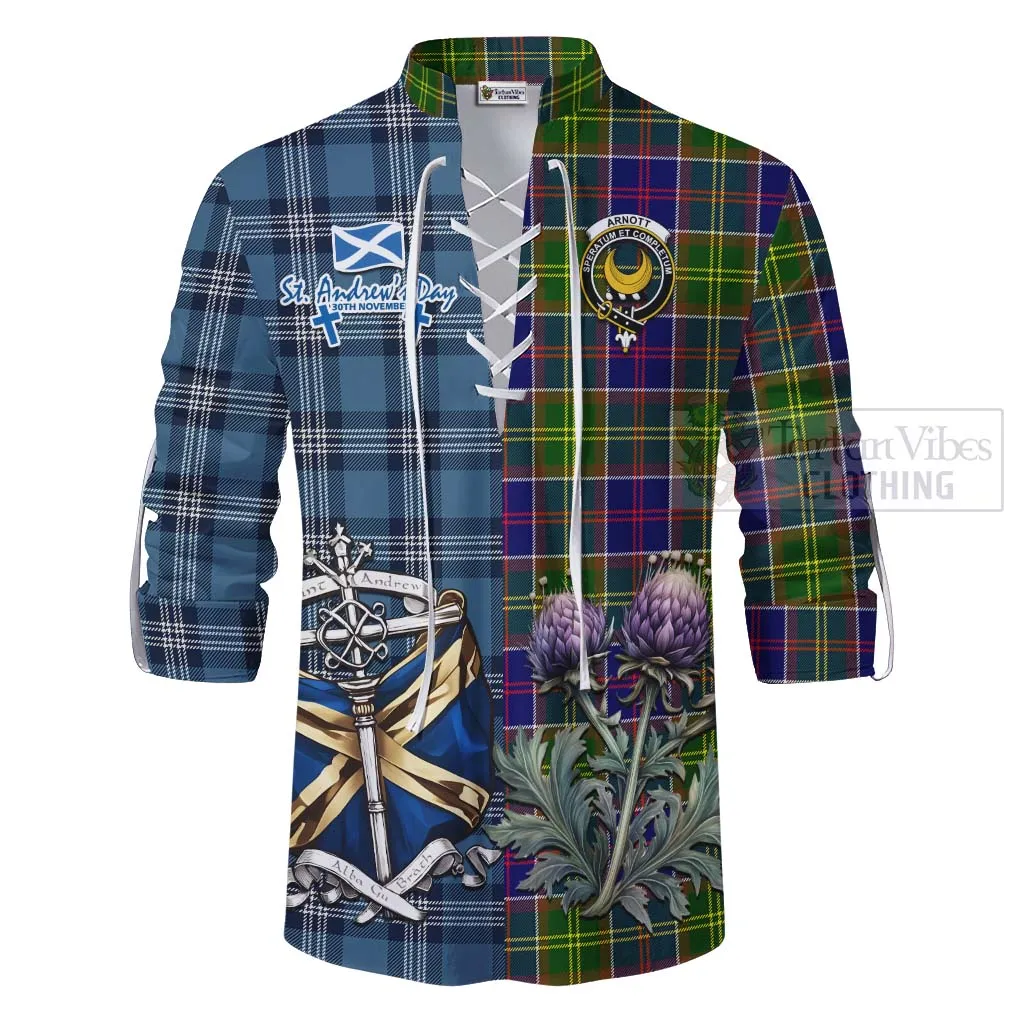 Arnott Tartan Ghillie Kilt Shirt Happy St. Andrew's Day Half Tartan Style