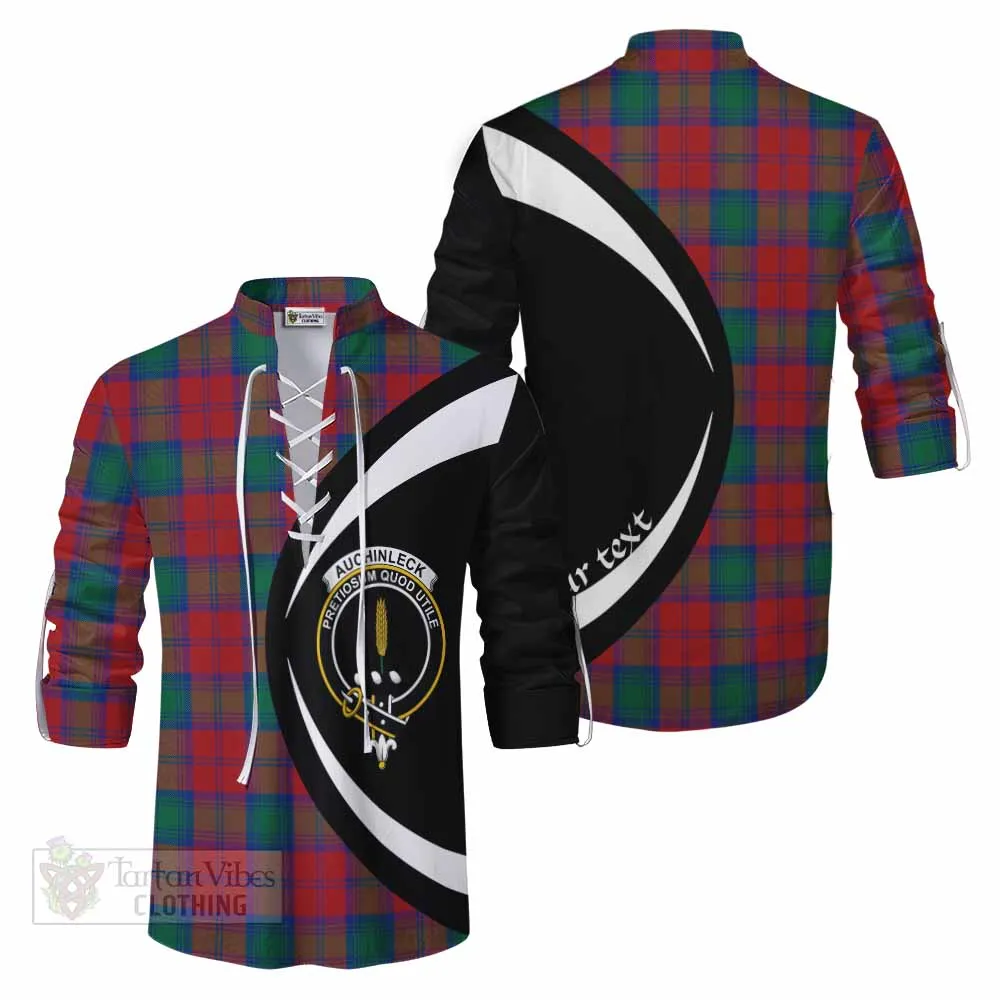 Auchinleck (Affleck) Tartan Ghillie Kilt Shirt with Family Crest Circle Style