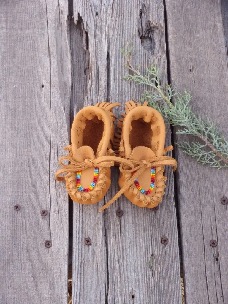 Baby moccasins , buckskin moccasins, beaded baby moccasins