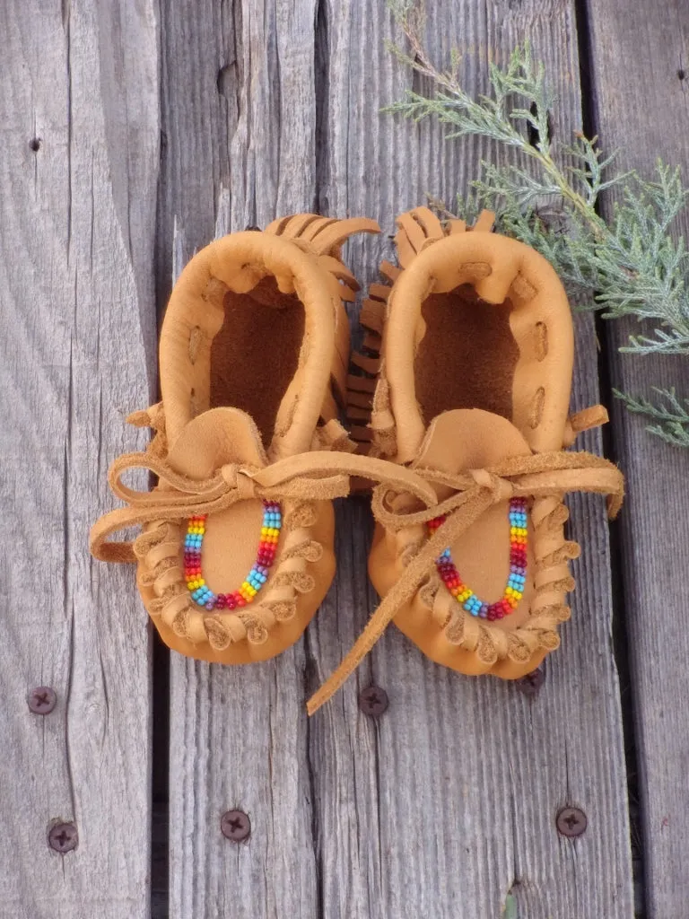 Baby moccasins , buckskin moccasins, beaded baby moccasins