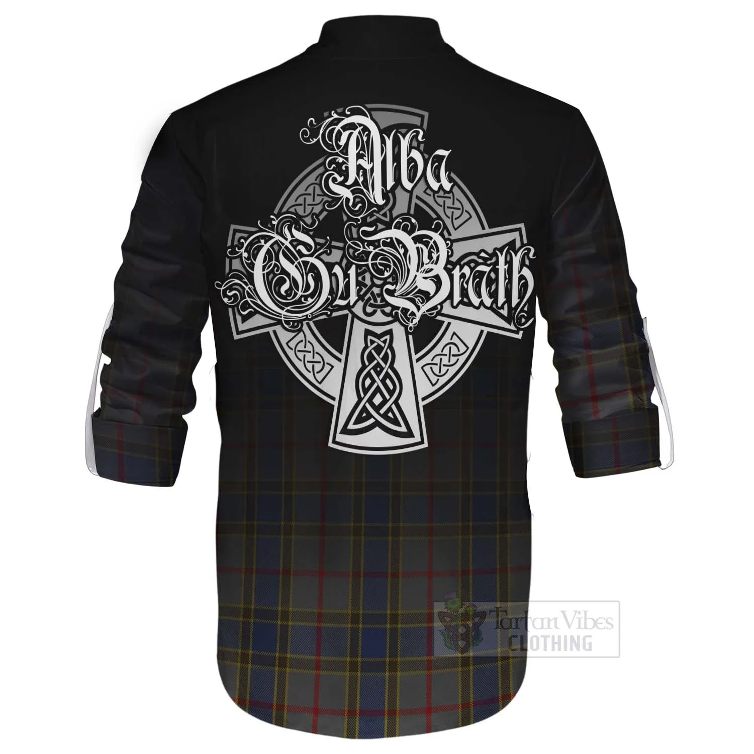 Balfour Tartan Ghillie Kilt Shirt Featuring Alba Gu Brath Family Crest Celtic Inspired