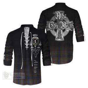 Balfour Tartan Ghillie Kilt Shirt Featuring Alba Gu Brath Family Crest Celtic Inspired