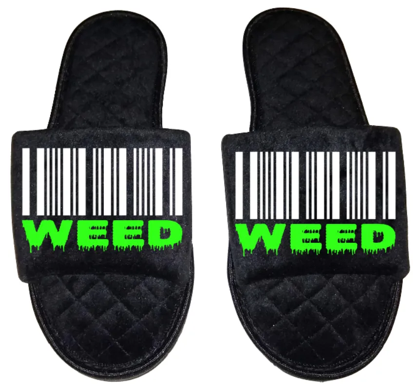 Barcode drip Medical Marijuana mmj medicinal weed 4:20 mary Jane Women's open toe Slippers House Shoes slides mom sister daughter custom gift