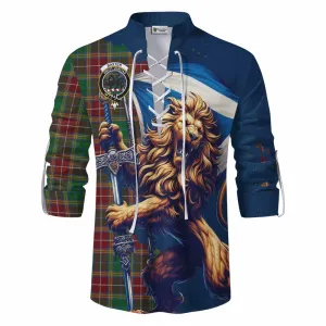 Baxter Tartan Family Crest Ghillie Kilt Shirt with Scottish Majestic Lion