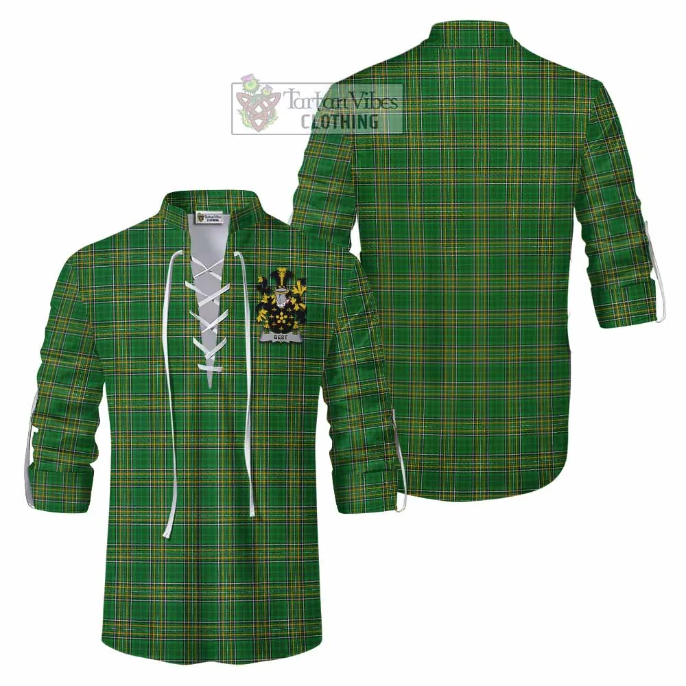 Best Irish Clan Tartan Ghillie Kilt Shirt with Coat of Arms