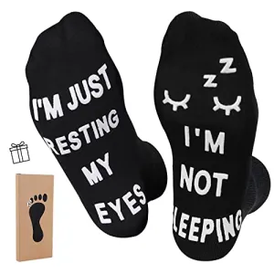 Birthday Gifts for Dad,Men Husband Grandpa Women idea Fathers Day Christmas Im Not Sleeping Just Resting My Eyes Funny socks