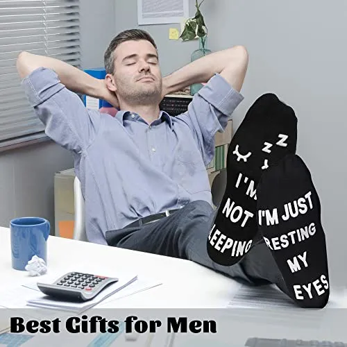 Birthday Gifts for Dad,Men Husband Grandpa Women idea Fathers Day Christmas Im Not Sleeping Just Resting My Eyes Funny socks