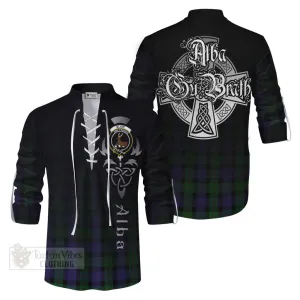 Blair Tartan Ghillie Kilt Shirt Featuring Alba Gu Brath Family Crest Celtic Inspired