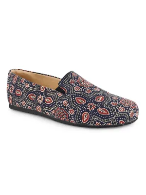 Blue Ajrakh Print Moccasins