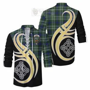 Blyth Tartan Ghillie Kilt Shirt with Family Crest and Celtic Symbol Style