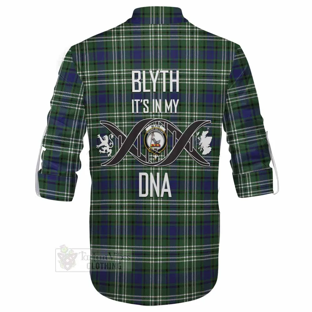 Blyth Tartan Ghillie Kilt Shirt with Family Crest DNA In Me Style