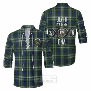 Blyth Tartan Ghillie Kilt Shirt with Family Crest DNA In Me Style