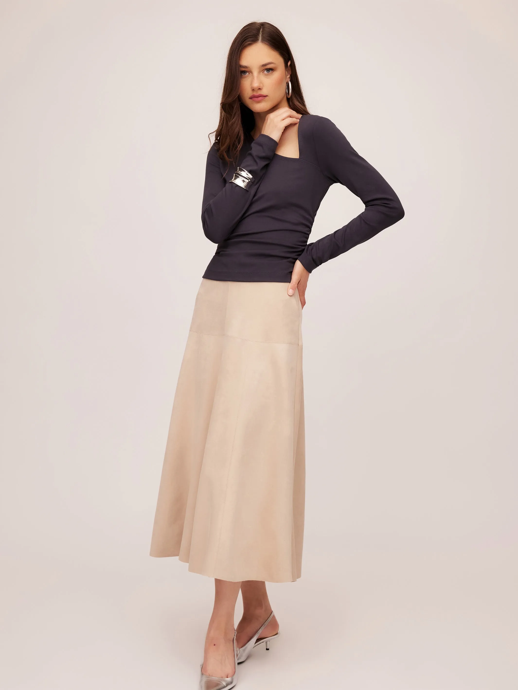 Blythe Faux Suede Midi Skirt