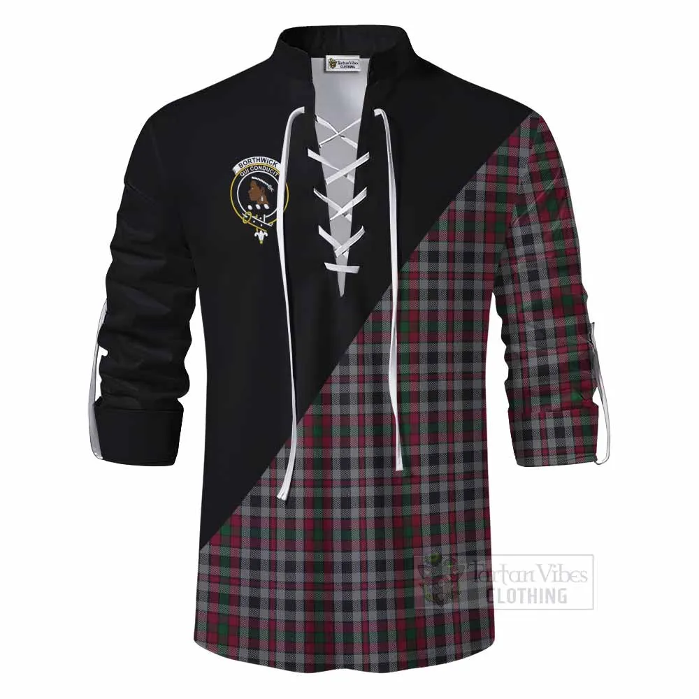 Borthwick Tartan Ghillie Kilt Shirt with Family Crest and Military Logo Style