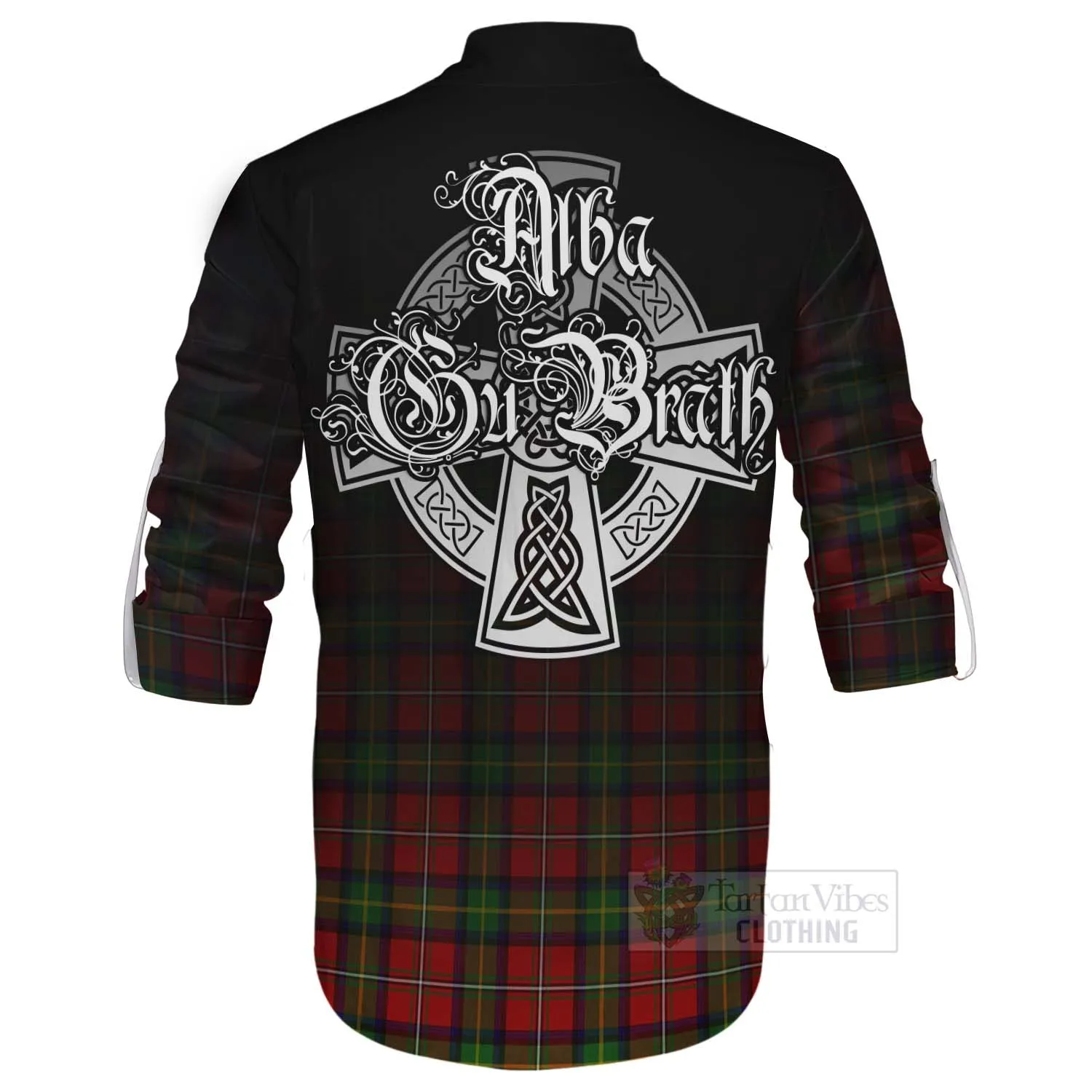 Boyd Tartan Ghillie Kilt Shirt Featuring Alba Gu Brath Family Crest Celtic Inspired