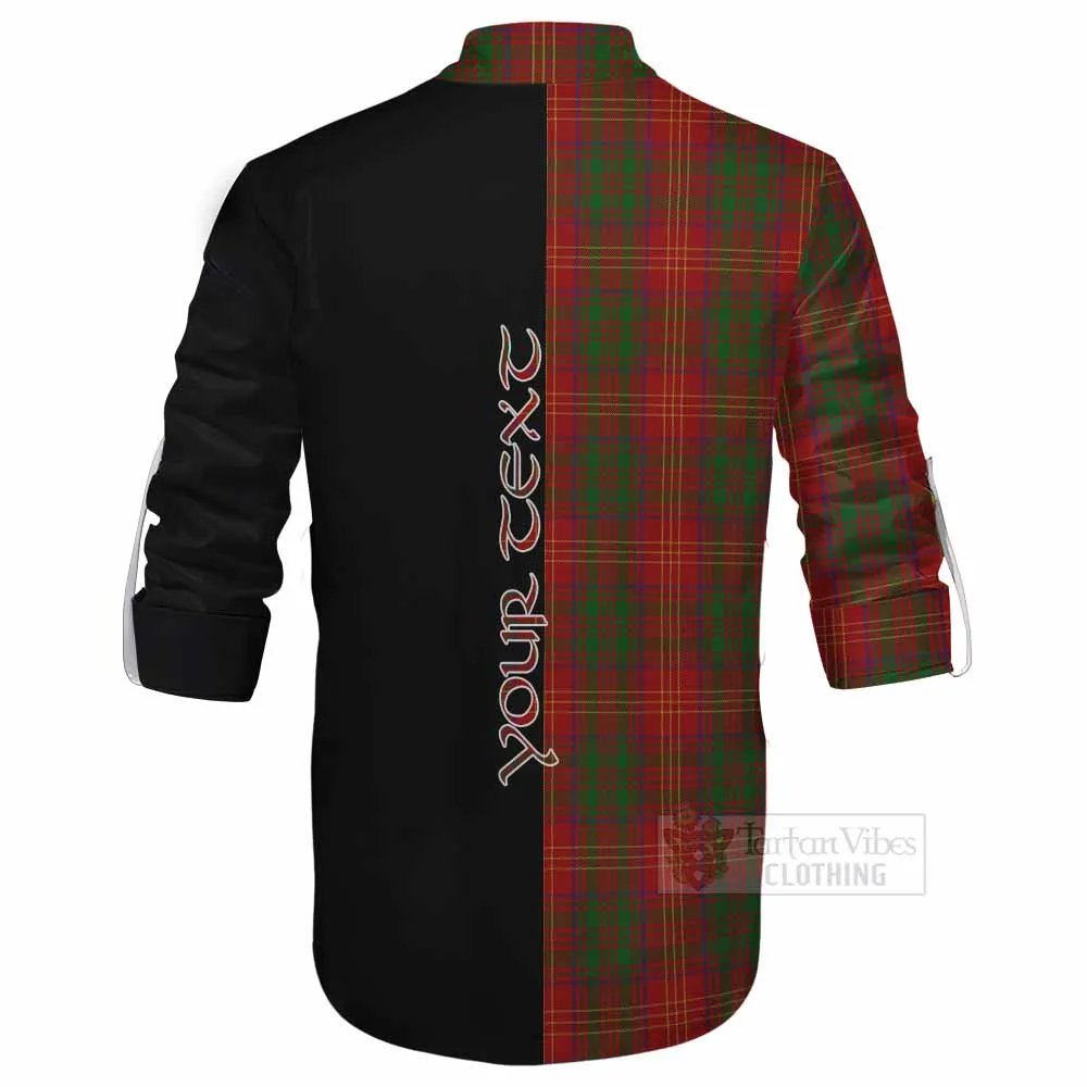 Burns Tartan Ghillie Kilt Shirt with Family Crest and Half Of Me Style