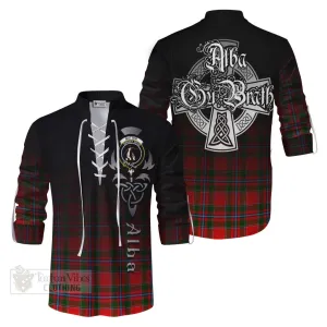 Butter Tartan Ghillie Kilt Shirt Featuring Alba Gu Brath Family Crest Celtic Inspired