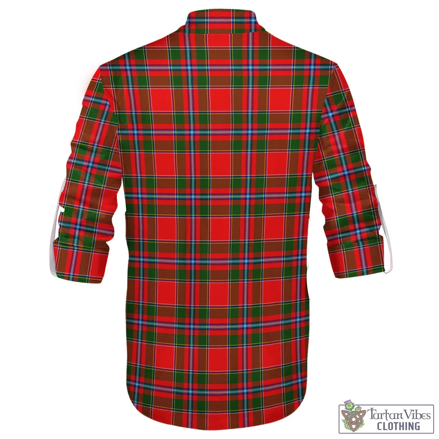 Butter Tartan Men's Scottish Traditional Jacobite Ghillie Kilt Shirt with Family Crest