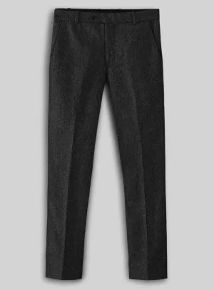 Charcoal Herringbone Tweed Pants