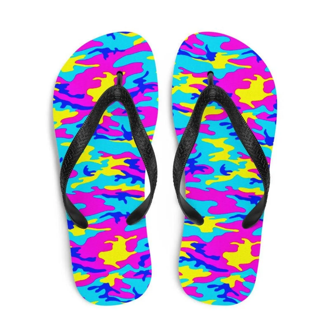 Colorful Camo Flip-Flops