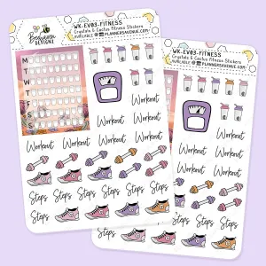 Crystal Cactus Fitness Planner Stickers