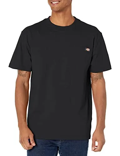 Dickies mens Heavyweight Crew Neck Short Sleeve Tee Henley Shirt, Black, X-Large US