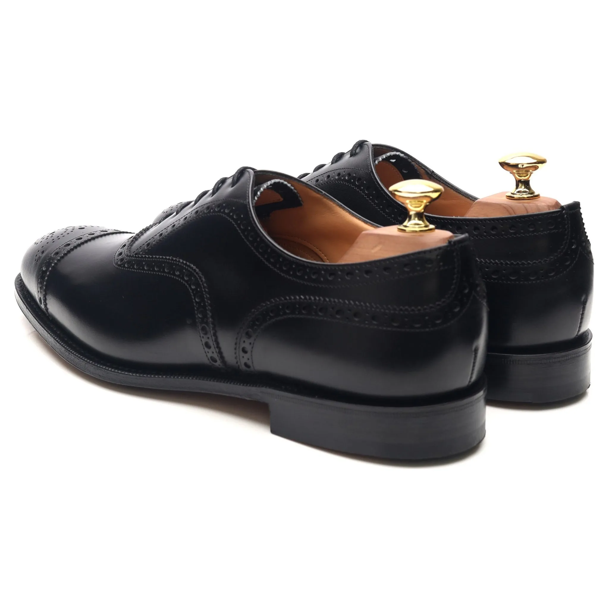 'Diplomat' Black Leather Oxford Semi Brogues UK 8 F