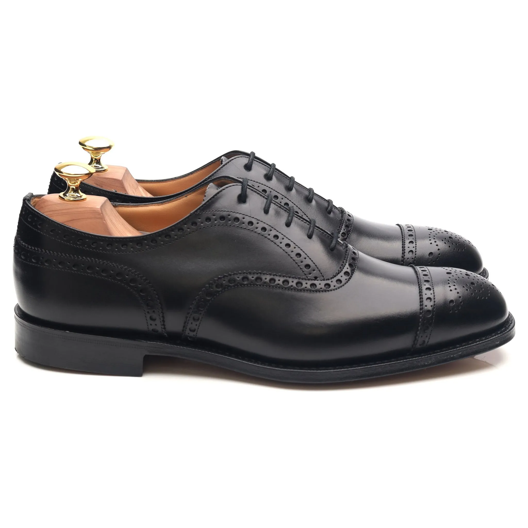 'Diplomat' Black Leather Oxford Semi Brogues UK 8 F