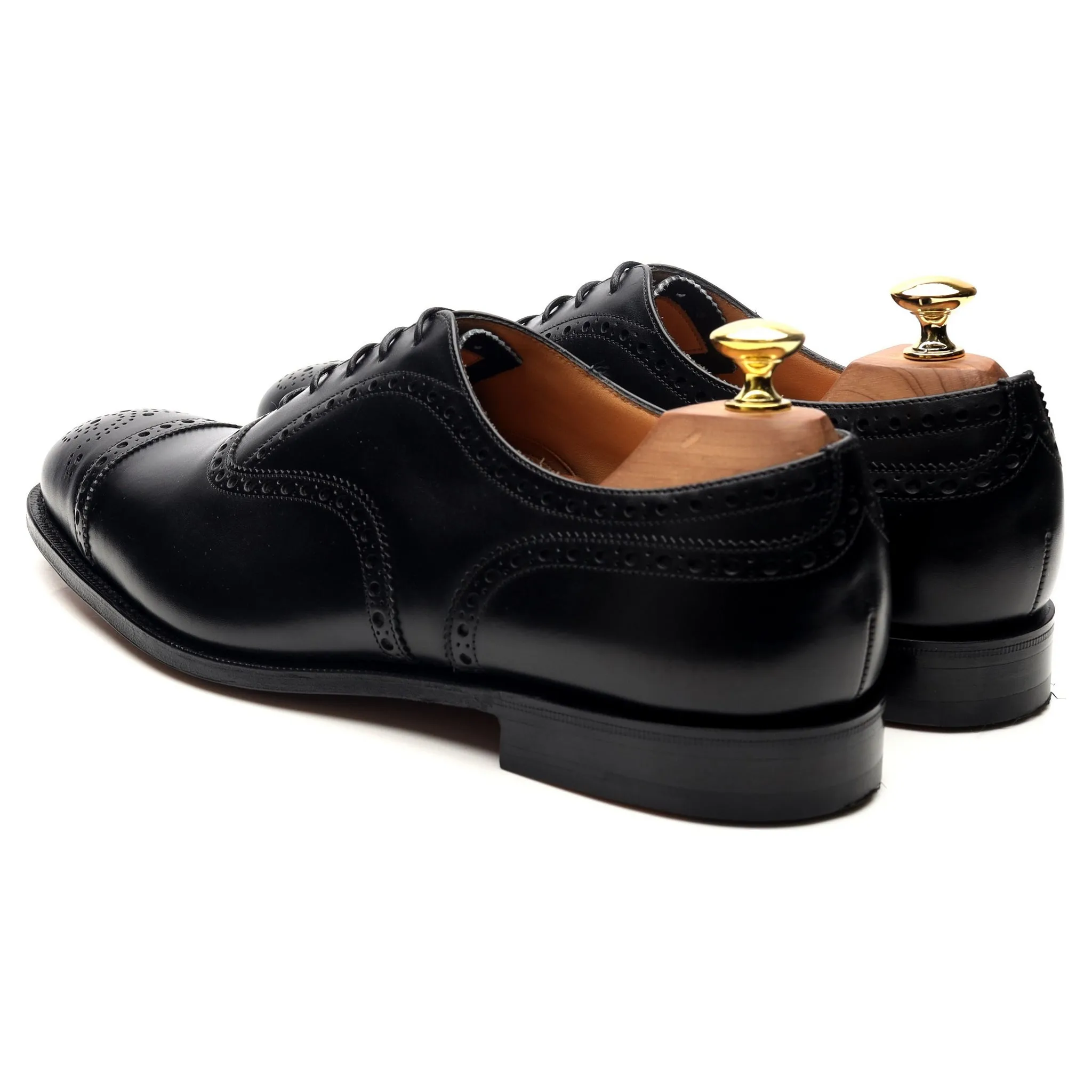 'Diplomat' Black Leather Oxford Semi Brogues UK 8.5 F