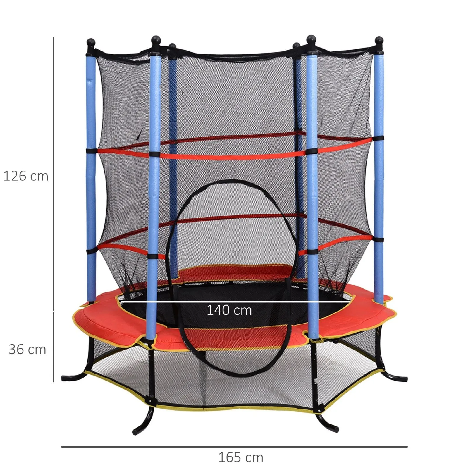 EASYCOMFORT Trampolino Elastico con Rete di Sicurezza Diametro 140cm