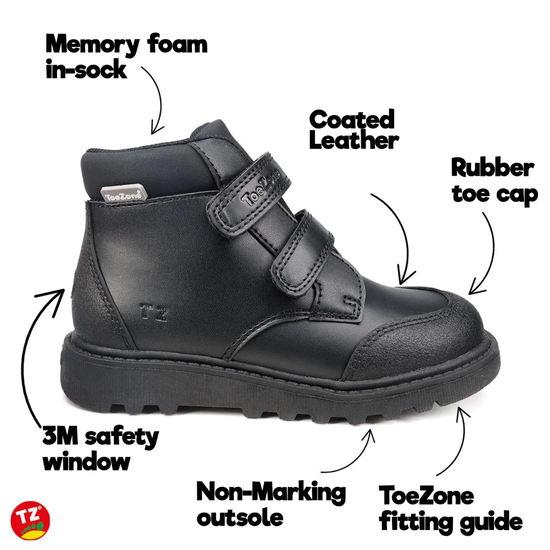 FELIX - Boys Easy Fastening School Boots (Wide Fit)