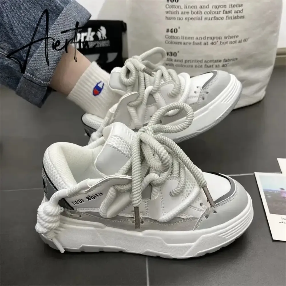 Female Male Dad Shoes  Adult Platform Trainers Stylish Casual Chunky Sneakers For Women Men White Sport Thick Sole Footwear